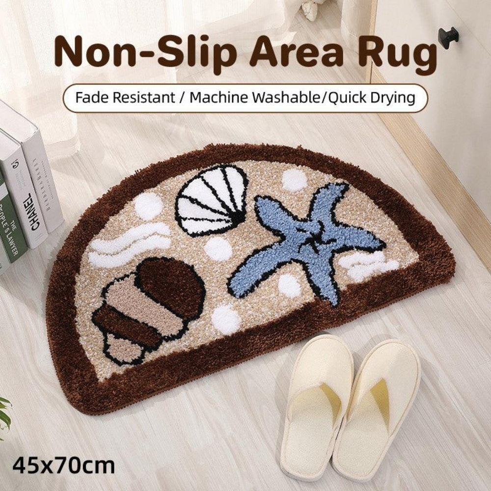 Fluffy Semicircle Non-Slip Bath Mat