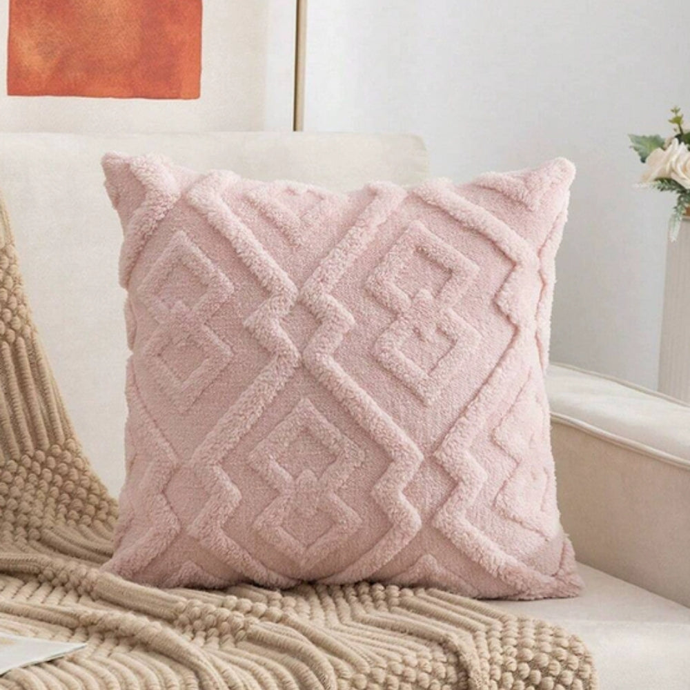 Fuzzy Diamond Pattern Cushion Cover