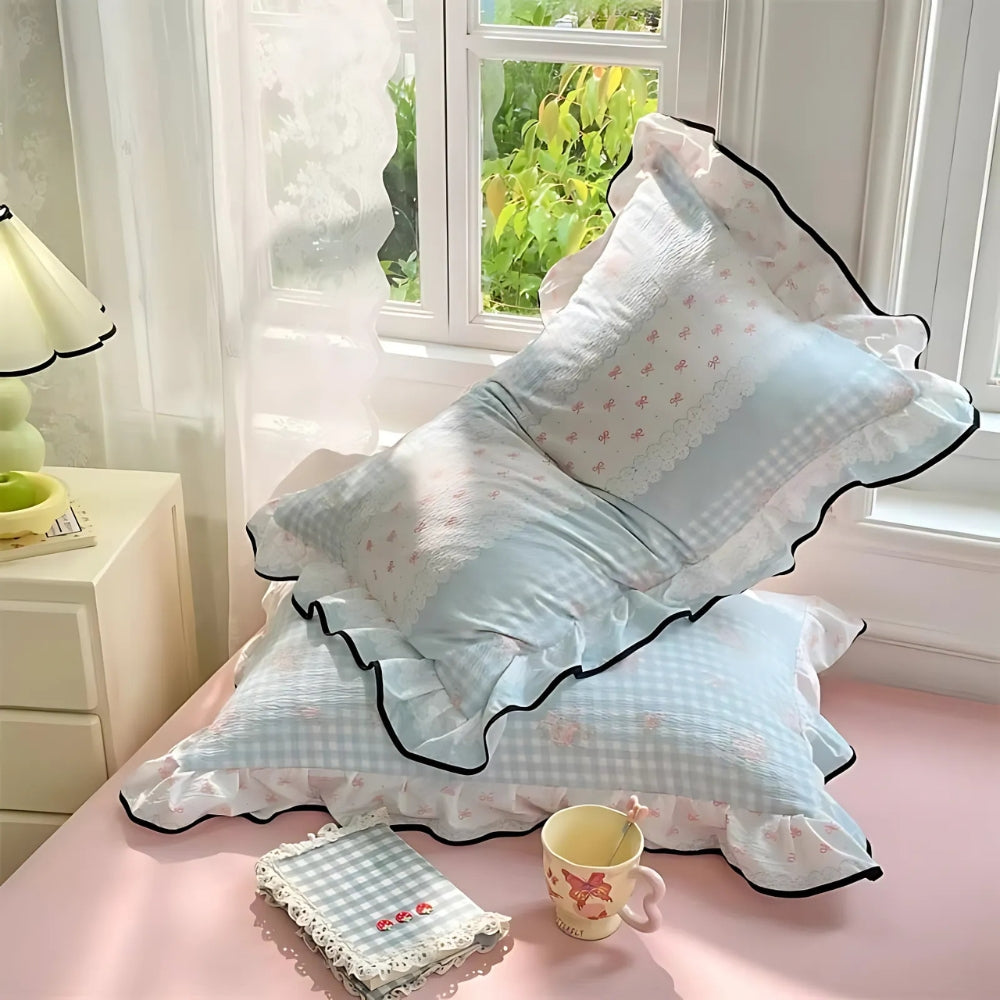 Gauze Floral Ruffled Lace Pillowcases