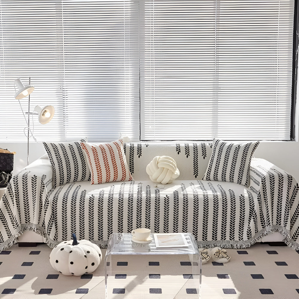 Leaf Fringed Lace Sofa Cover
