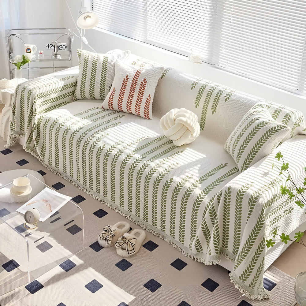 Leaf Fringed Lace Sofa Cover
