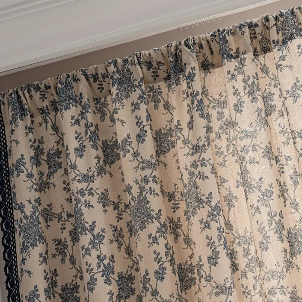 Maribelle Floral Lace-Trimmed Curtain