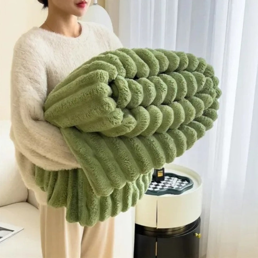 Plush Striped Throw Blanket