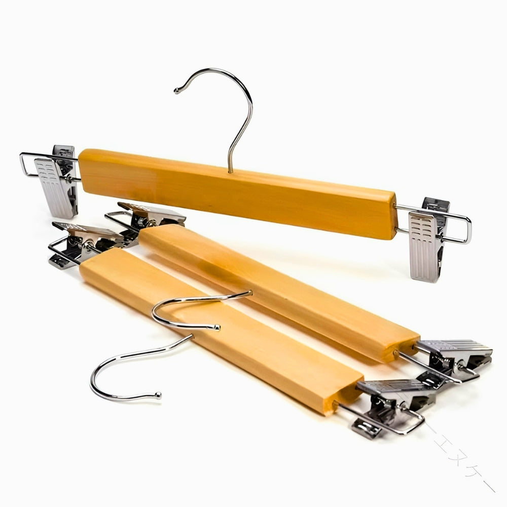 Maxwell Premium Wood Pants Hangers with Clips