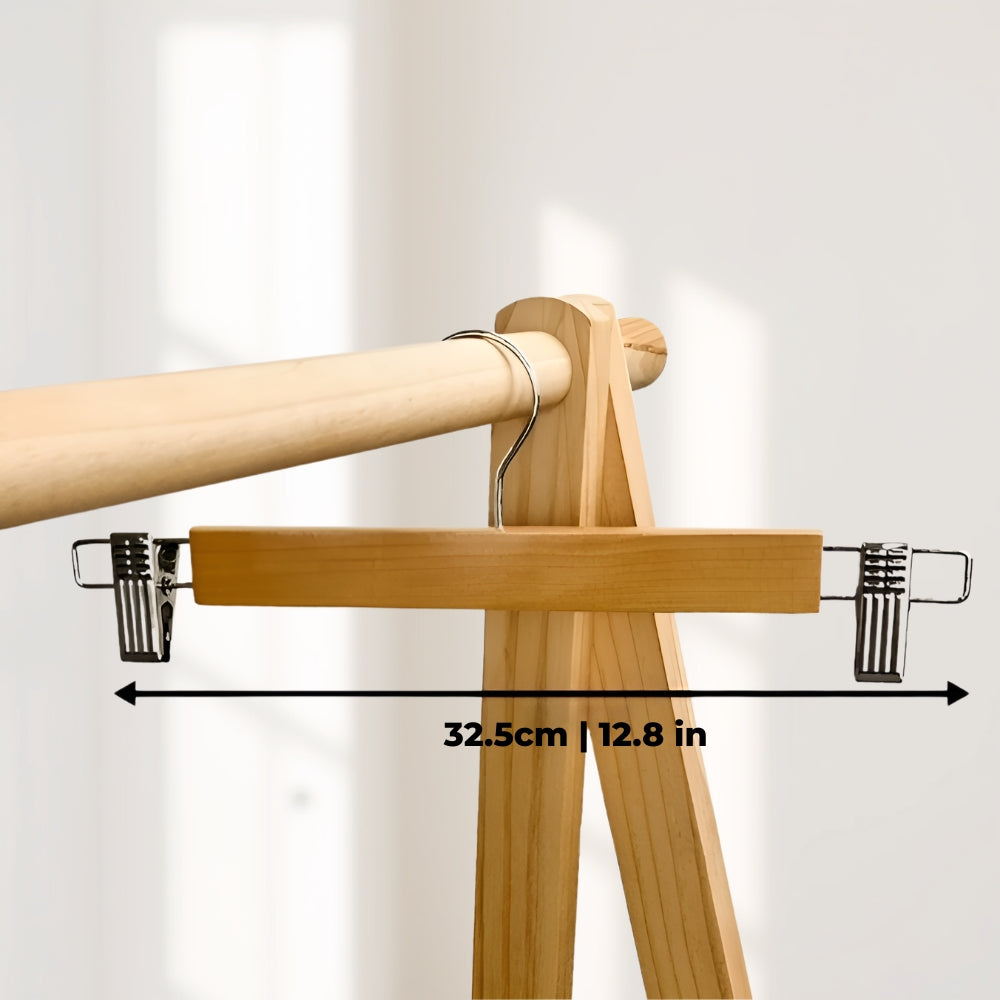 Maxwell Premium Wood Pants Hangers with Clips