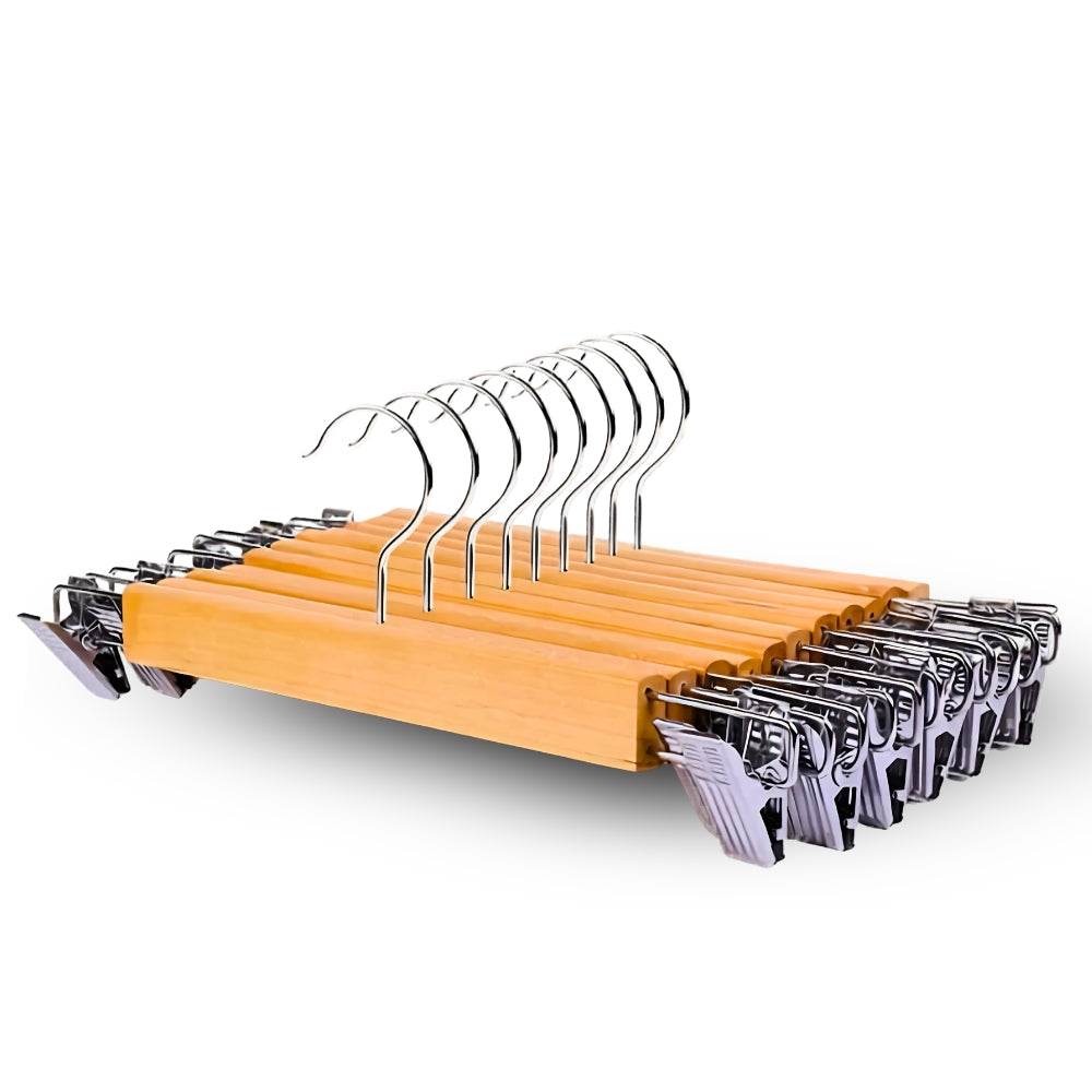 Maxwell Premium Wood Pants Hangers with Clips