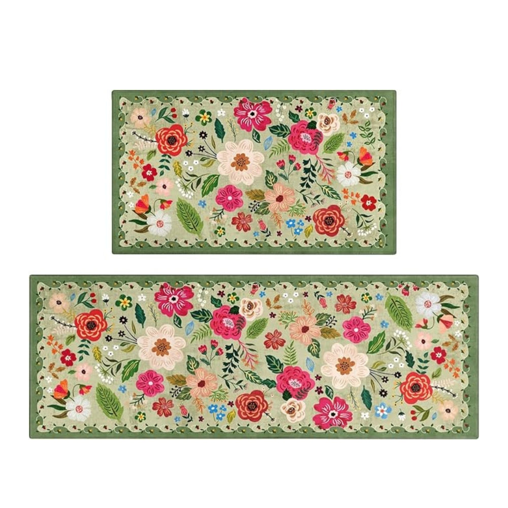 Meadow Boho Floral Kitchen Mat Set