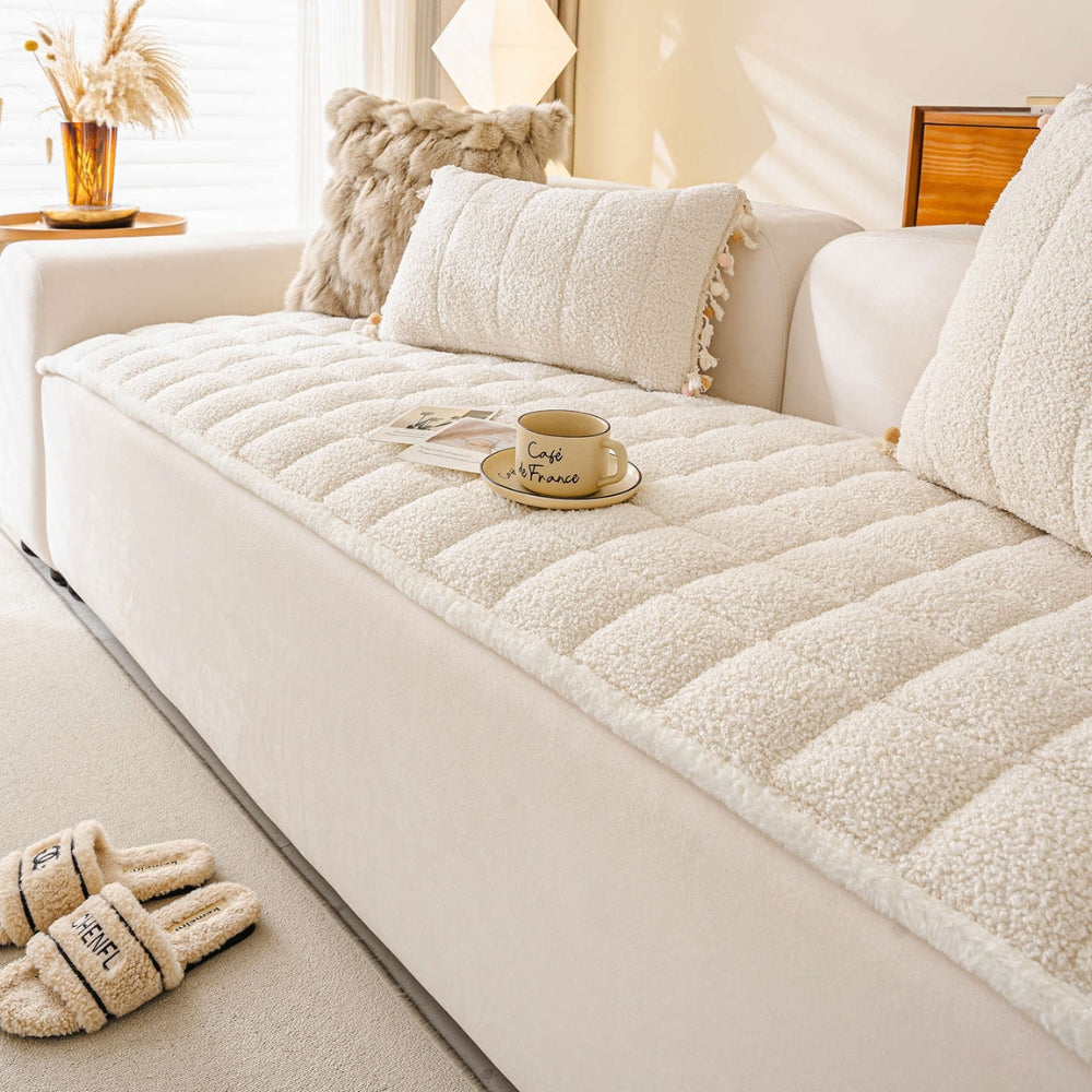Modern Square Boucle Anti-Slip Couch Cover