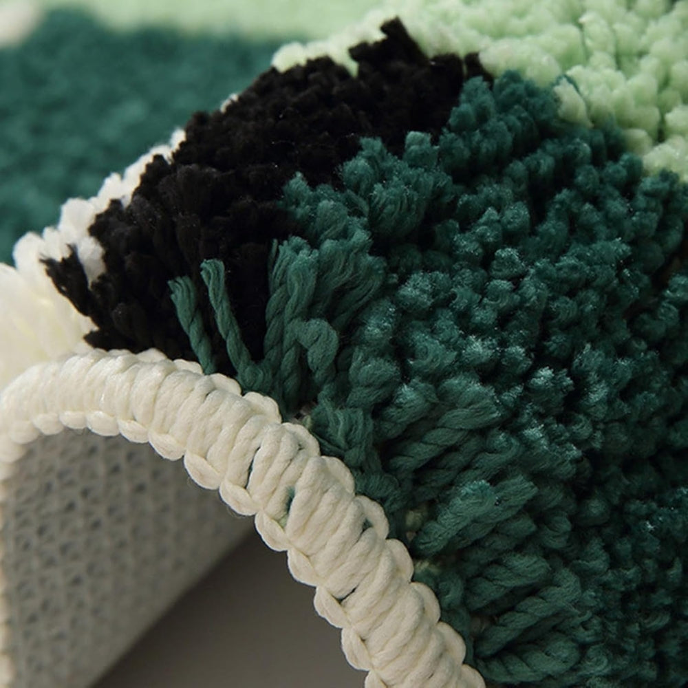 Moss Green Geometric Flock Bath Mat