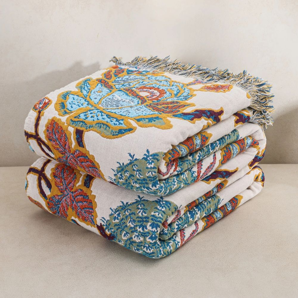 Ornamental Garden Cotton Blanket