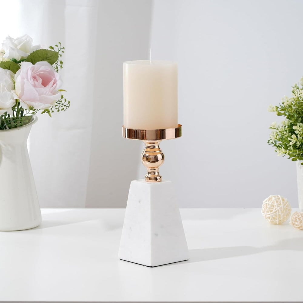 Pyramid Gold Marble Candle Holder