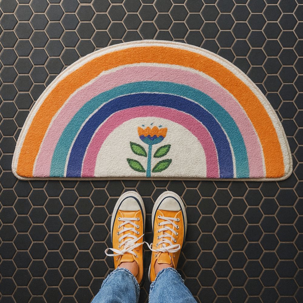 Rainbow Glow Half-Moon Bath Mat