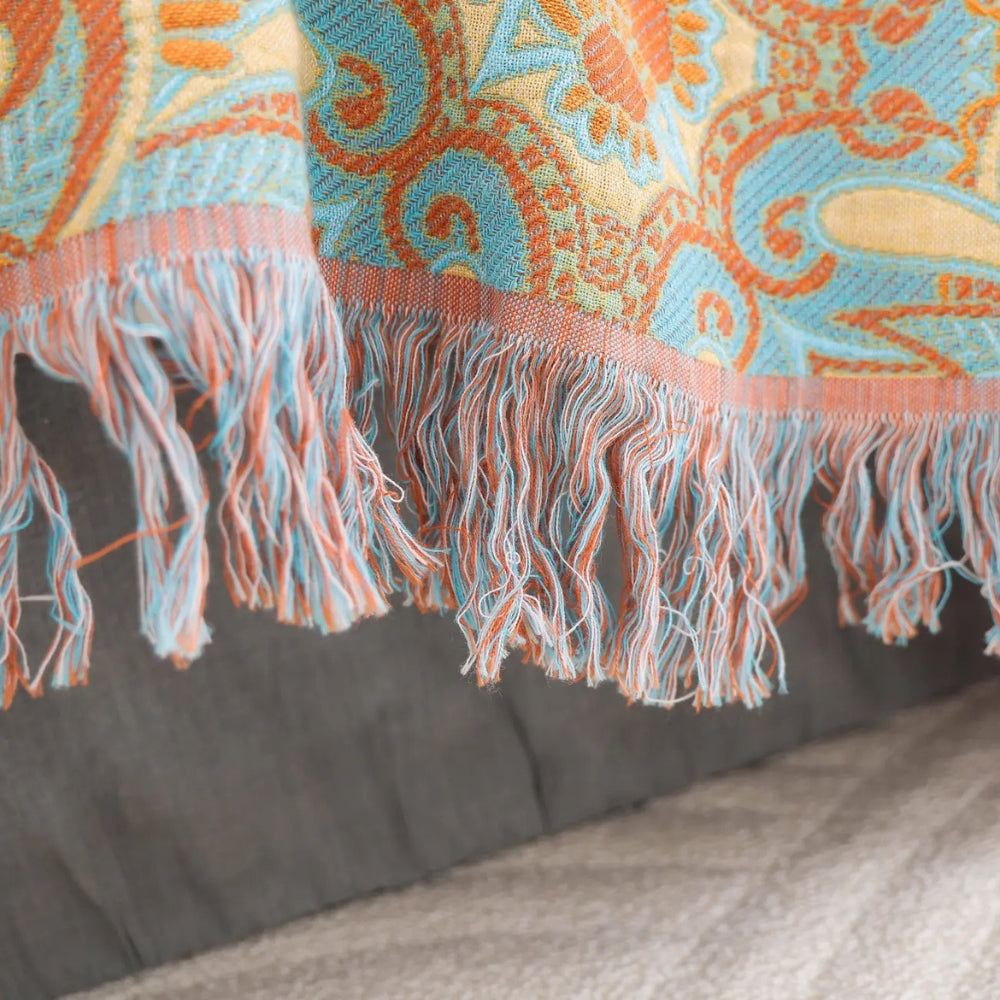 Reversible Paisley Bohemian Cotton Blanket