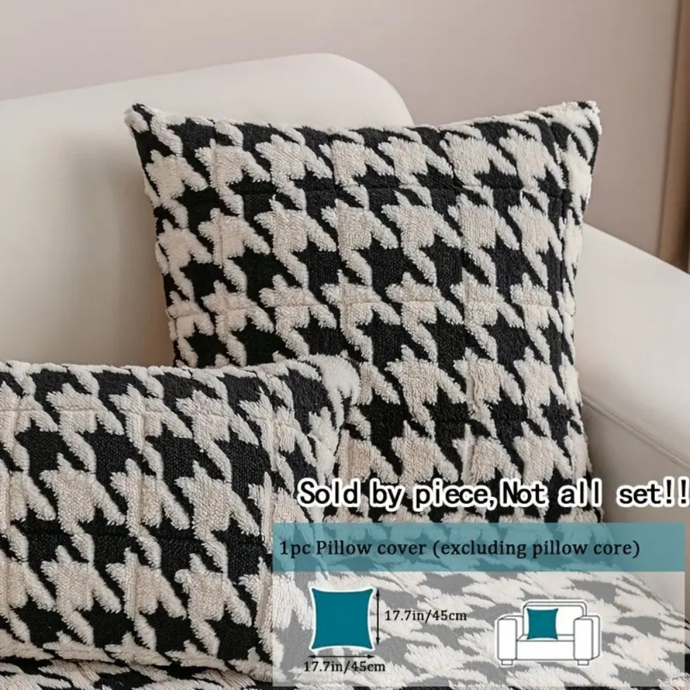 Colourful Plush Houndstooth Sofa Cover and Cushion Cover