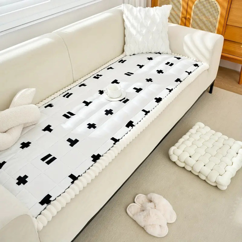 Ruffled Cloud Edge Quilted Couch Cover