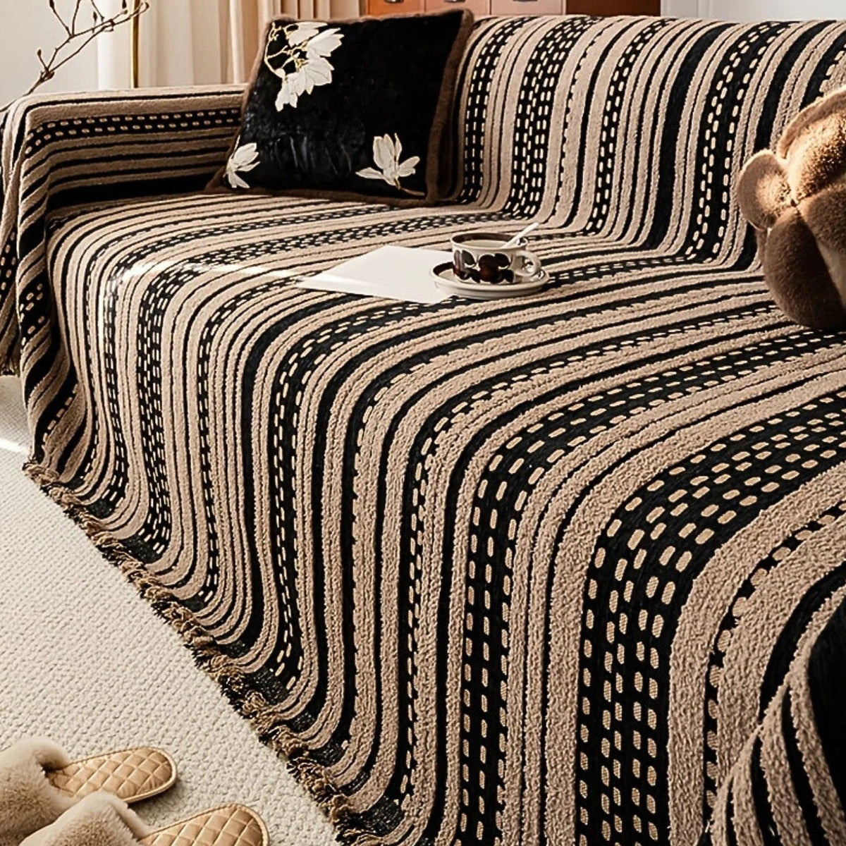 Sahara Style Plush Boho Sofa Cover Blanket