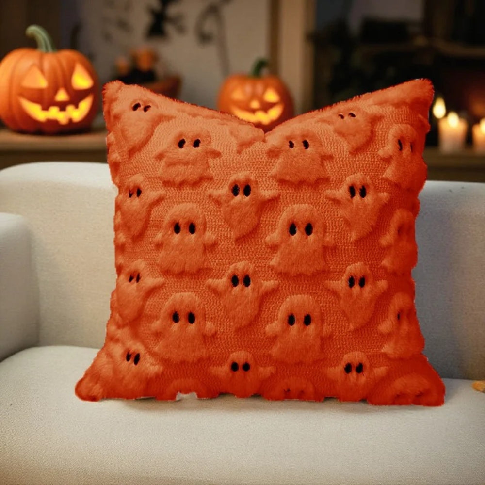 Spooky Ghost Plush Halloween Cushion Cover
