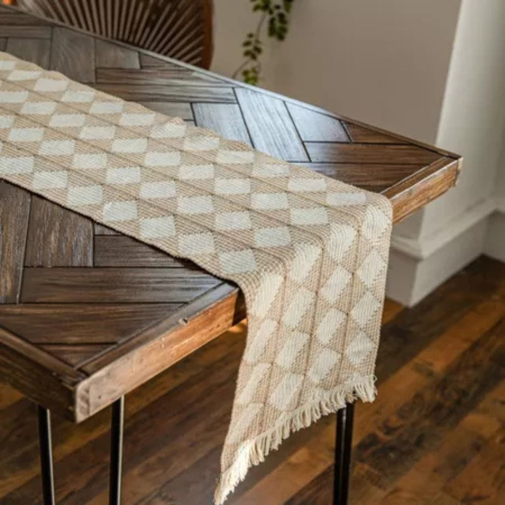 Stitching Tassel Diamond Table Runner