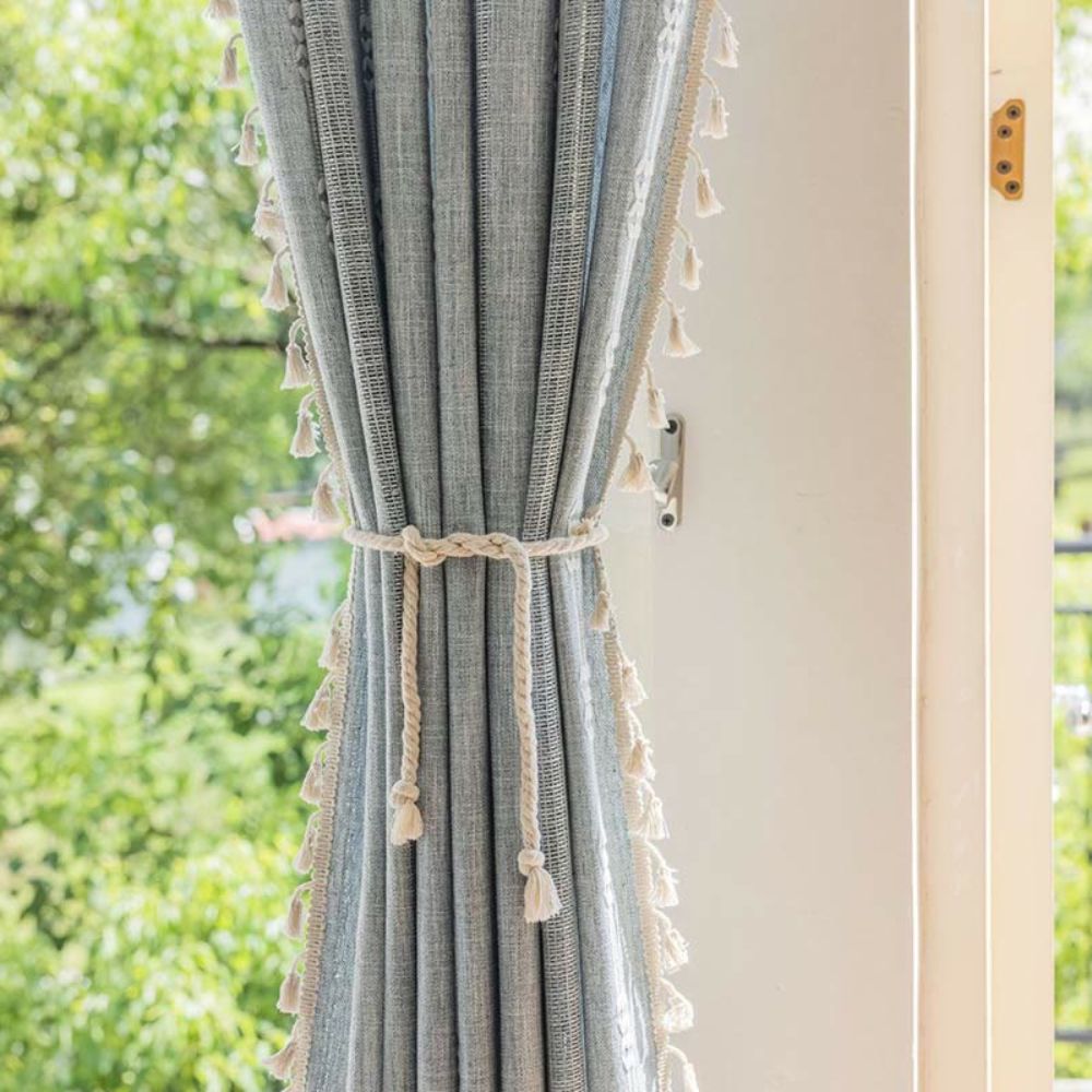 Sunlit Stripes Sheer Tassel Curtain