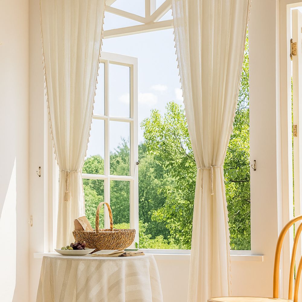 Sunlit Stripes Sheer Tassel Curtain