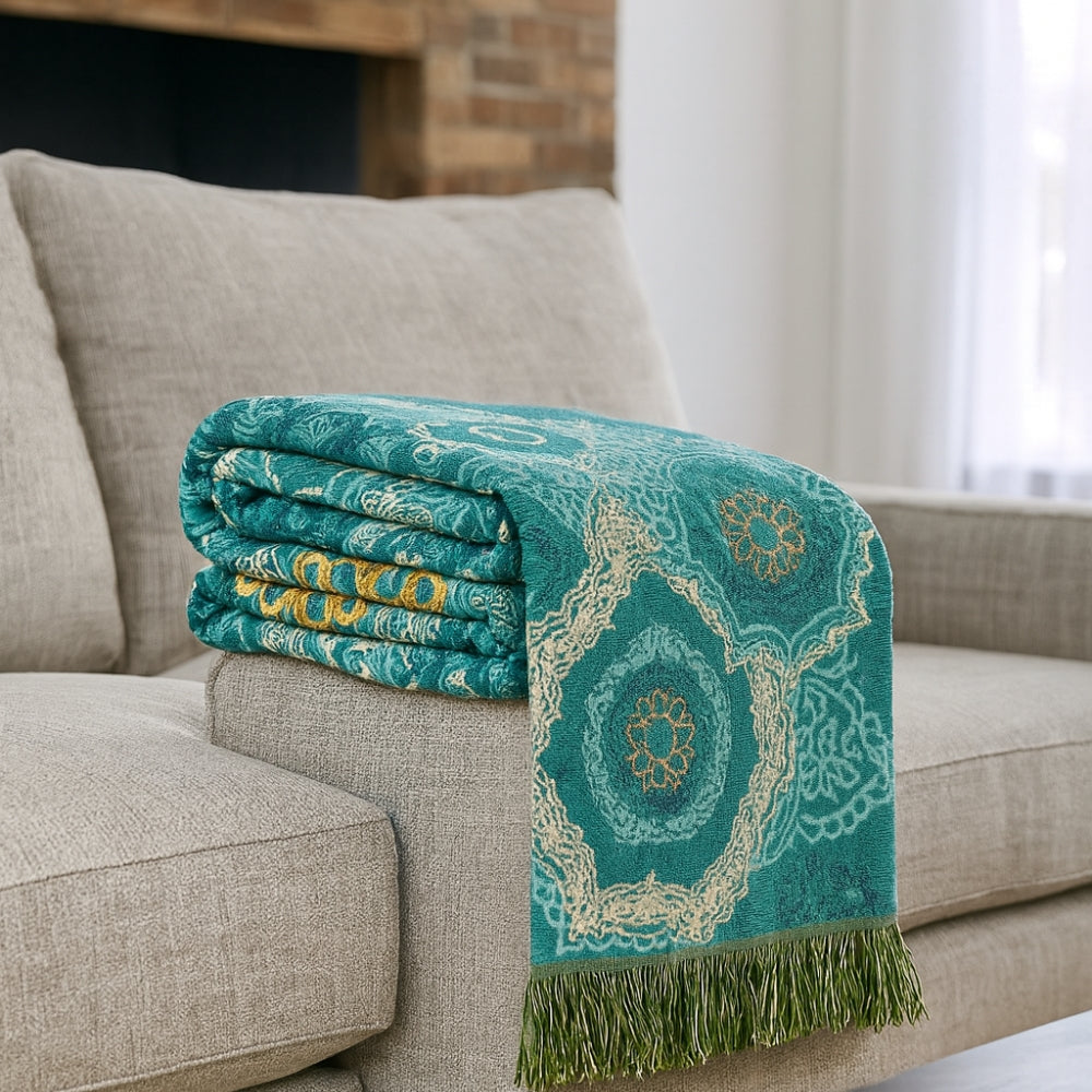 Teal Mandala Cotton Four-Season Blanket