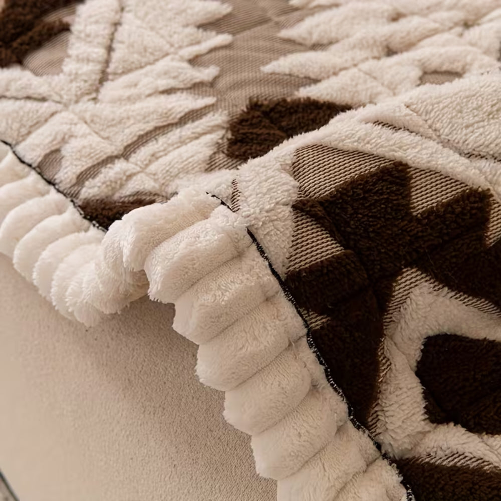 Thick Winter Quilted Plush Couch Cover