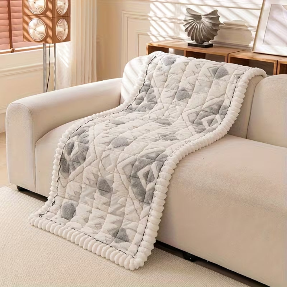 Thick Winter Quilted Plush Couch Cover