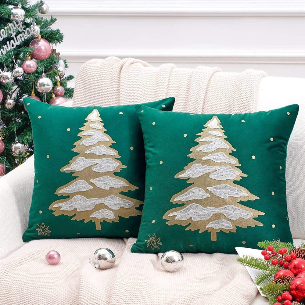 Velvet Christmas Tree Decorative Cushion Cover