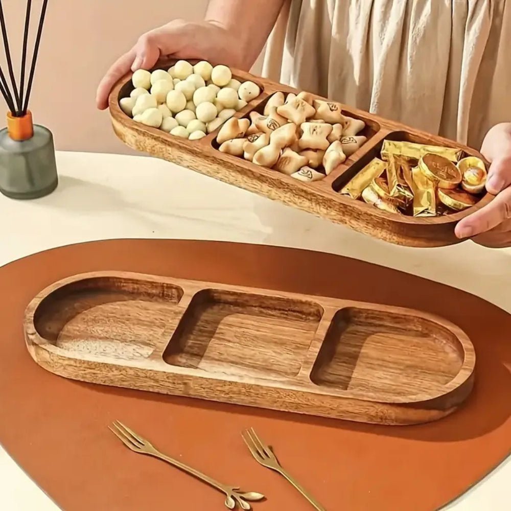 Vivid Wooden Compartment Serving Tray