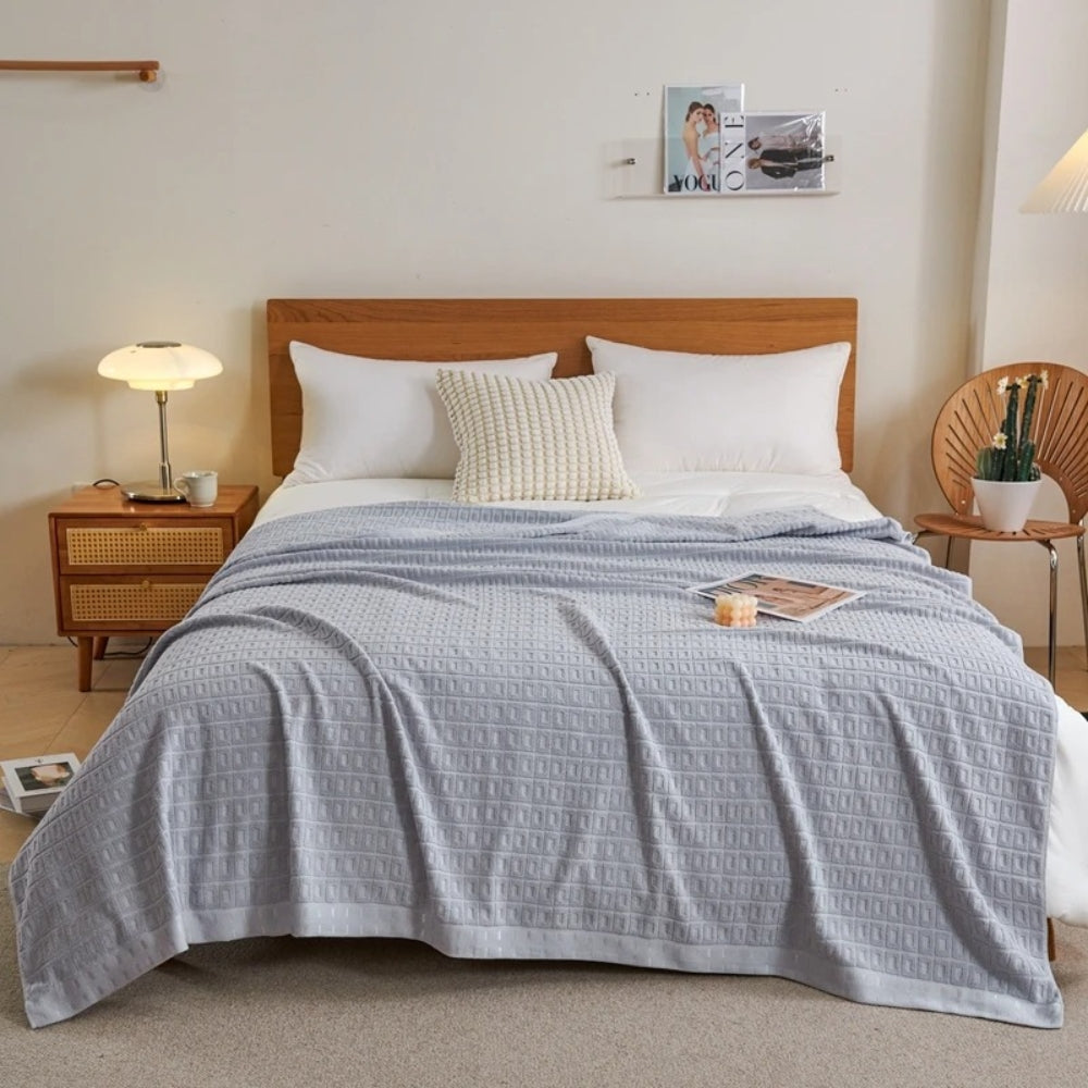 Waffle Cotton Summer Bedspread Throw Blanket