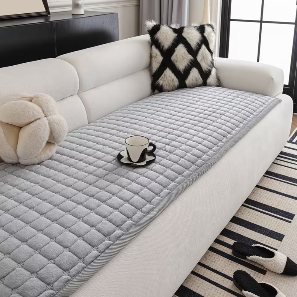 Minimalist Plush Quilted Couch Cover