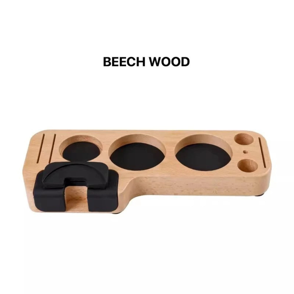 Walnut Espresso Tamper Station Coffee Bar Stand