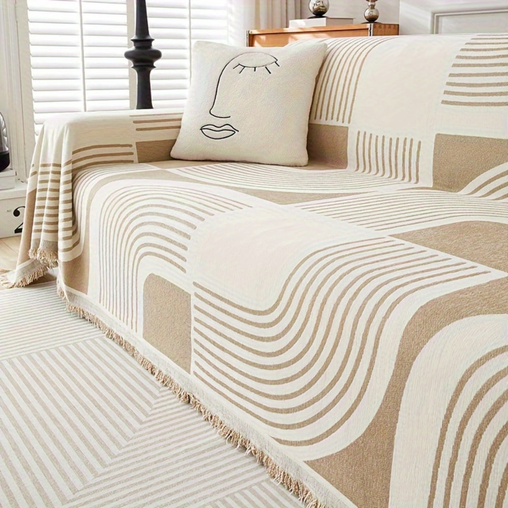 Wavy Stripe Boho Sofa Cover