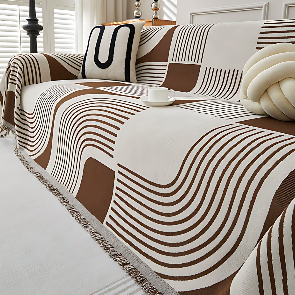 Wavy Stripe Boho Sofa Cover