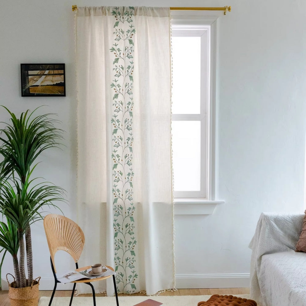 Willow Floral Elegance Tassel Curtain
