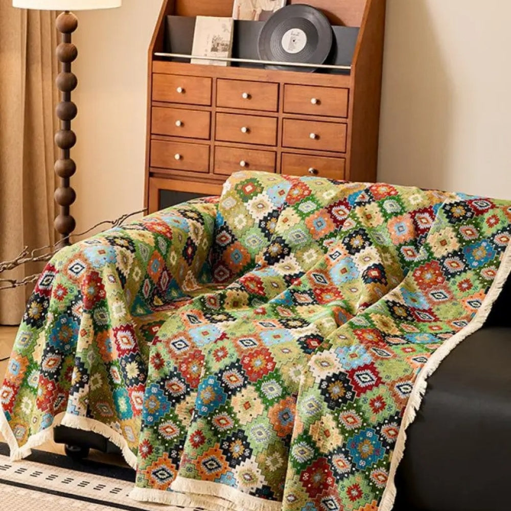 Zahara Geometric Tribal Kilim Sofa Cover