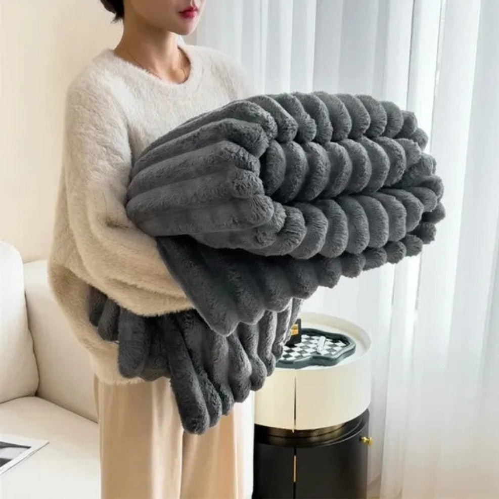 Plush Striped Throw Blanket