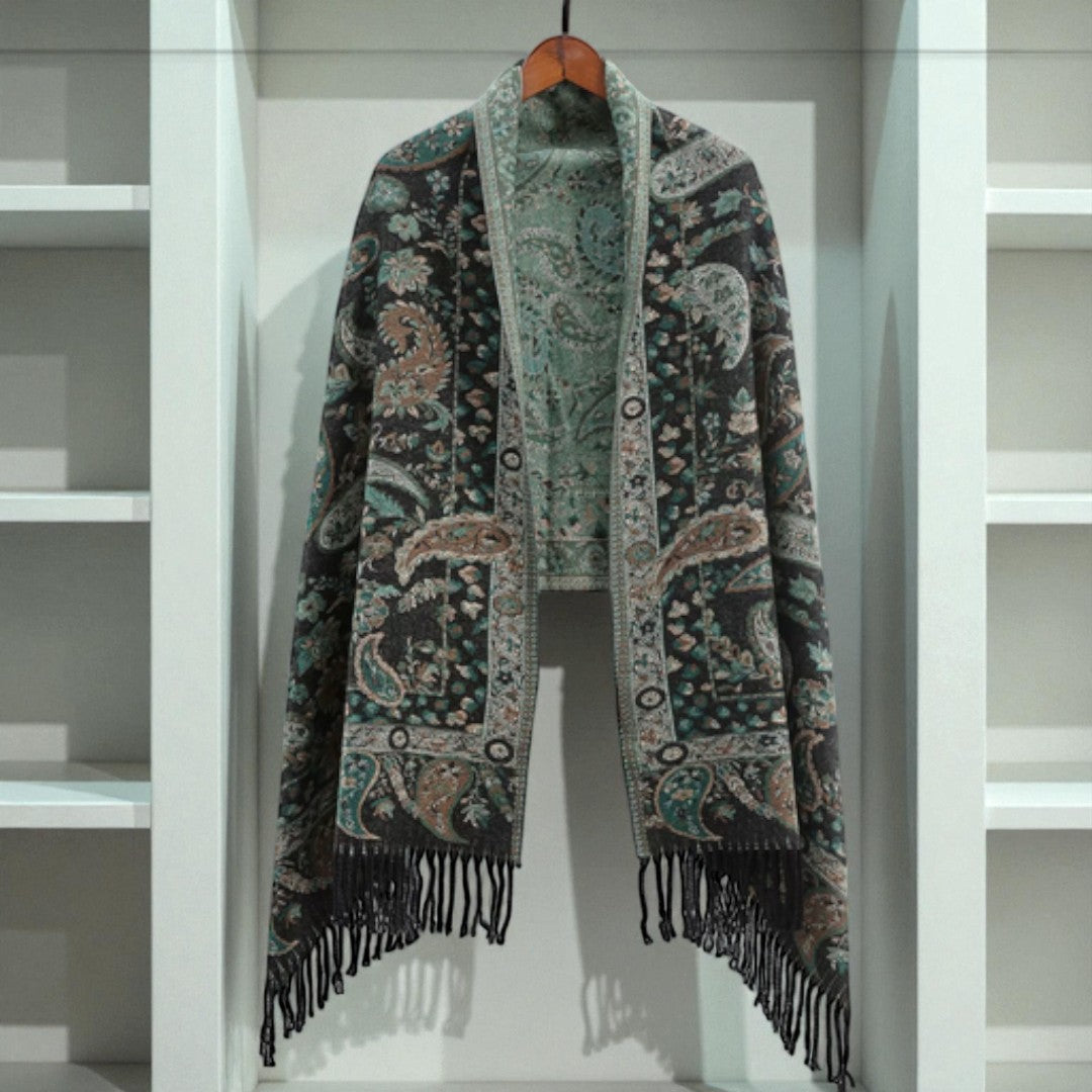 Paisley Elegance Winter Poncho Shawl