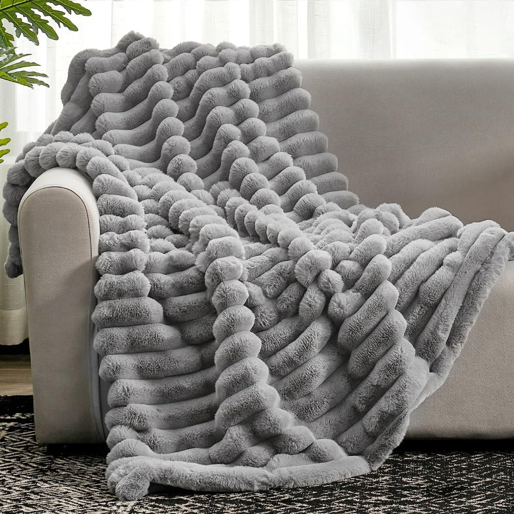 Plush Striped Throw Blanket