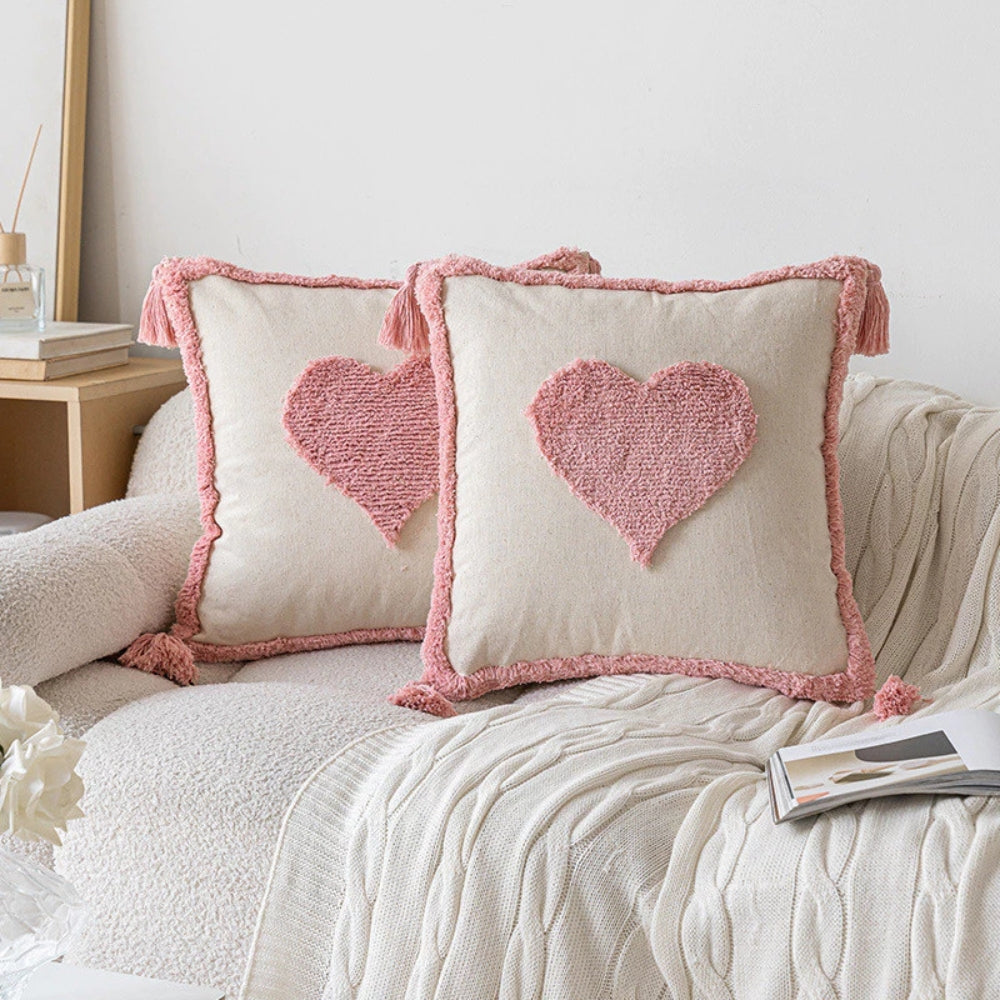 Tassel-Trimmed Boho Floral Cushions