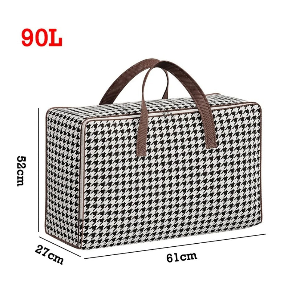 Durable Large Capacity Houndstooth Storage Suitcase