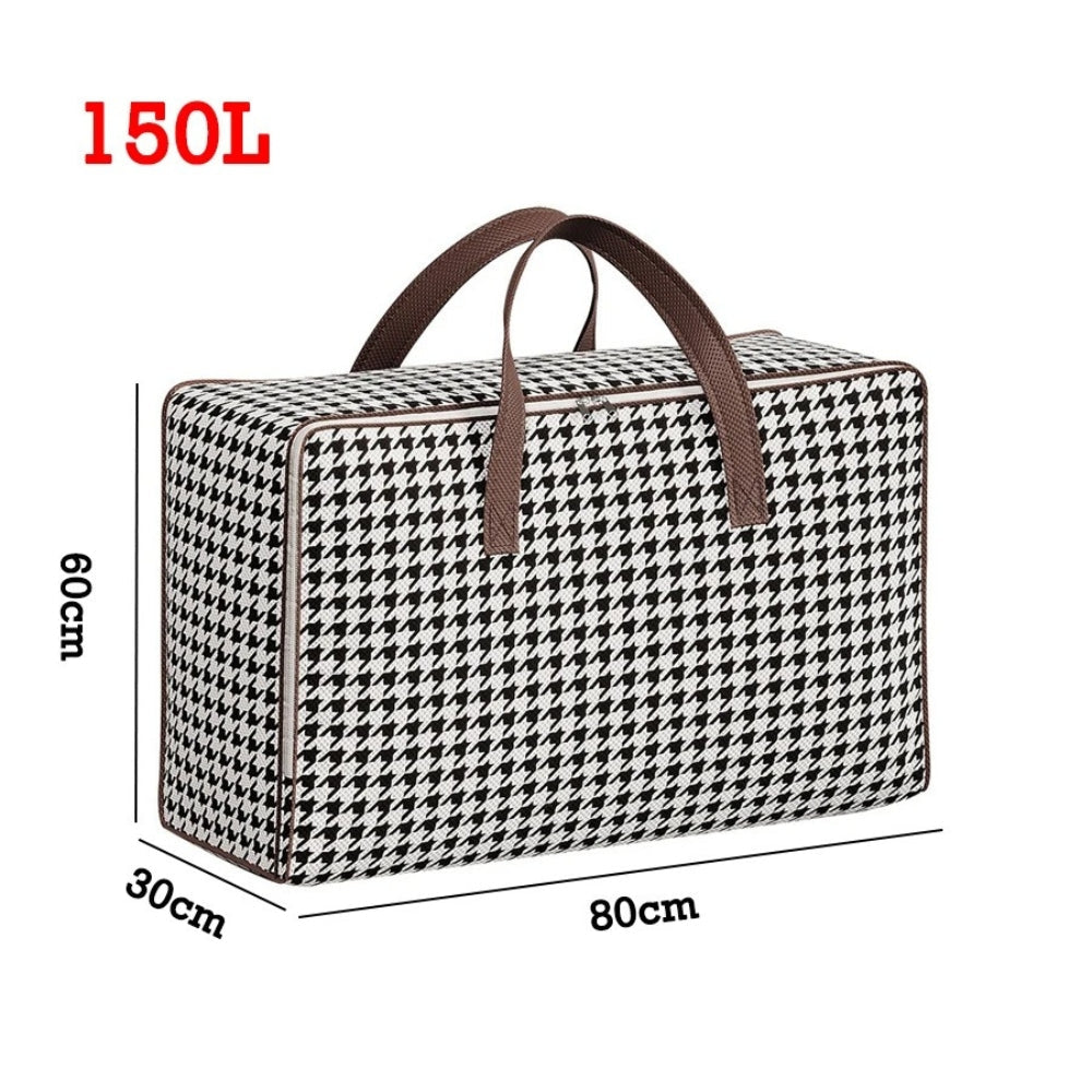 Durable Large Capacity Houndstooth Storage Suitcase