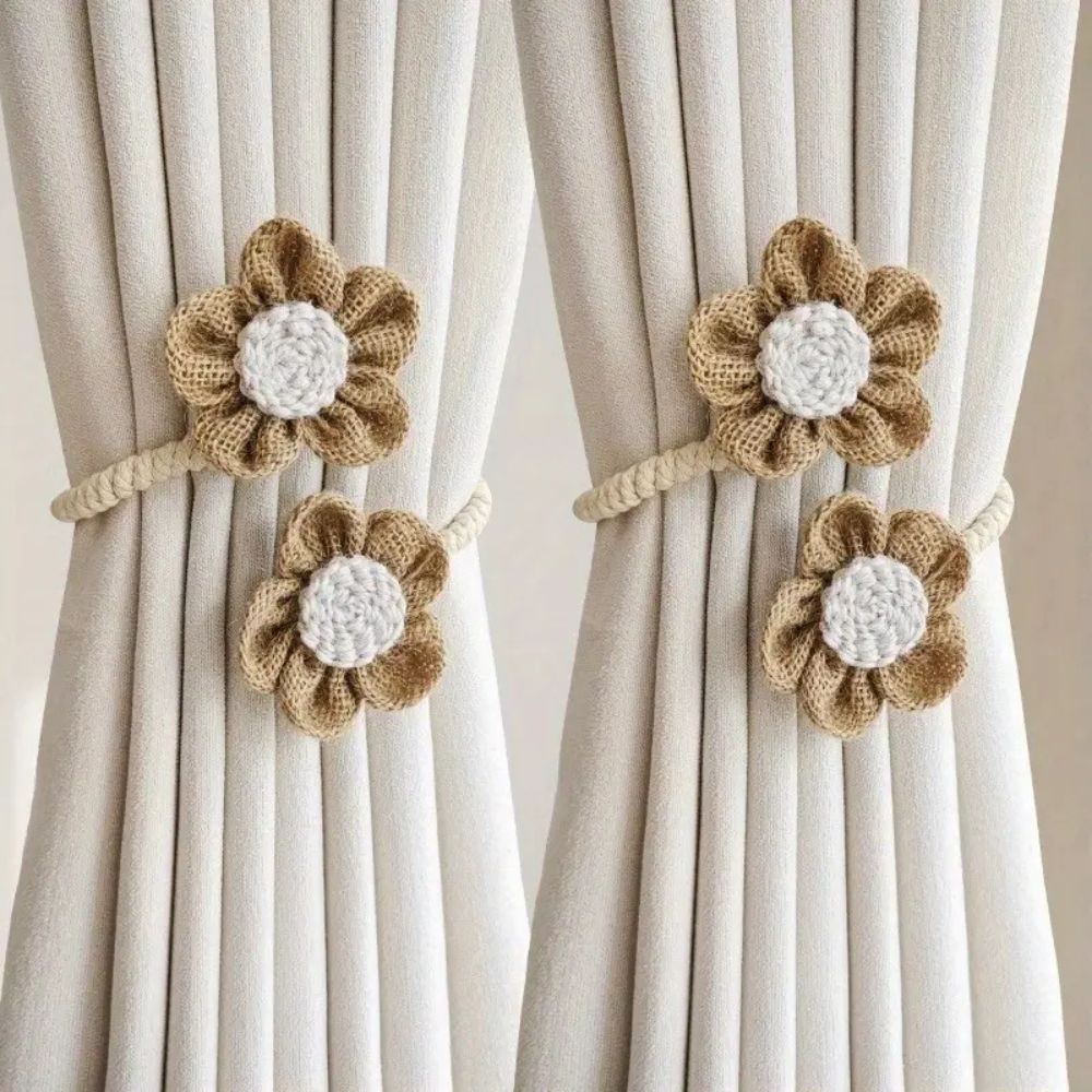 Floral Hemp Curtain Tie Back