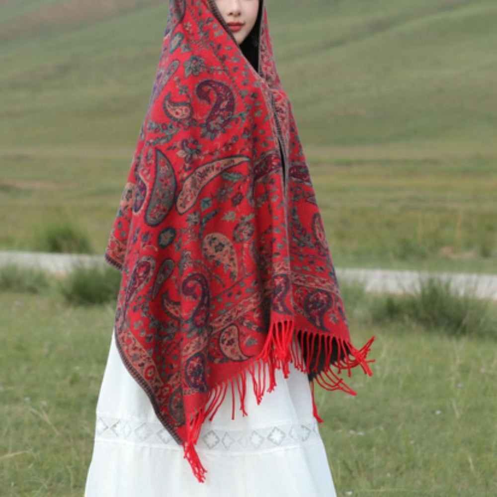 Paisley Elegance Winter Poncho Shawl