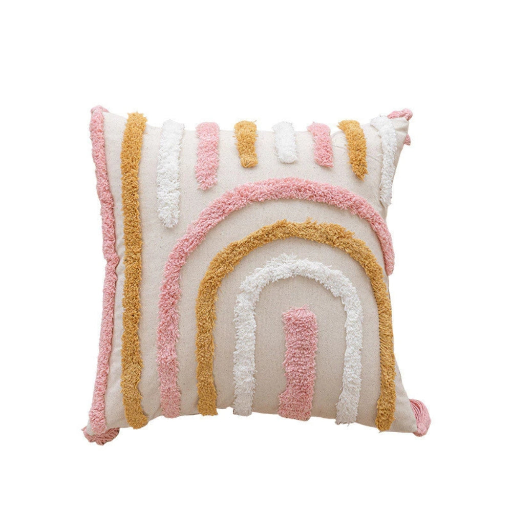 Tassel-Trimmed Boho Floral Cushions