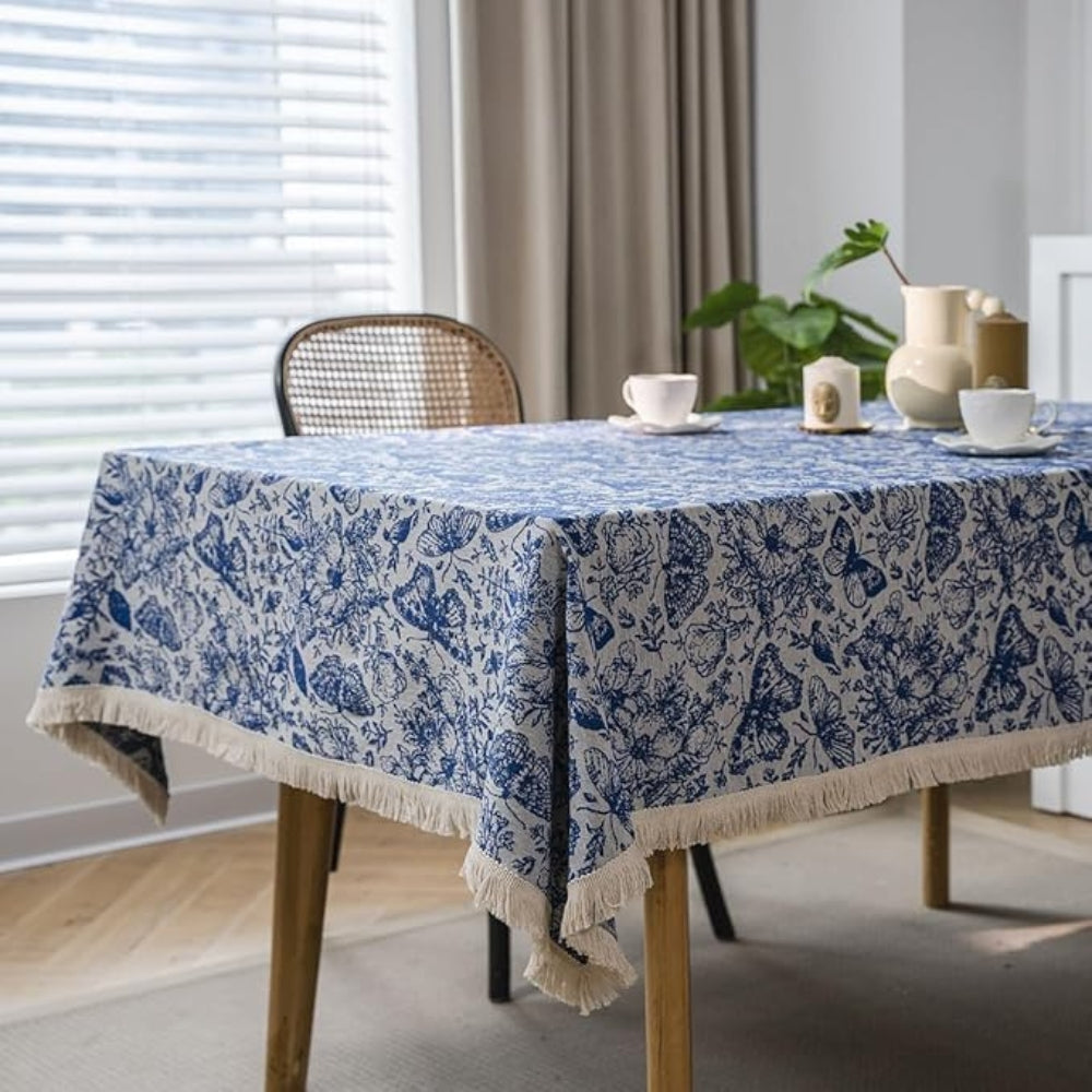 Blue Butterfly Garden Tablecloth