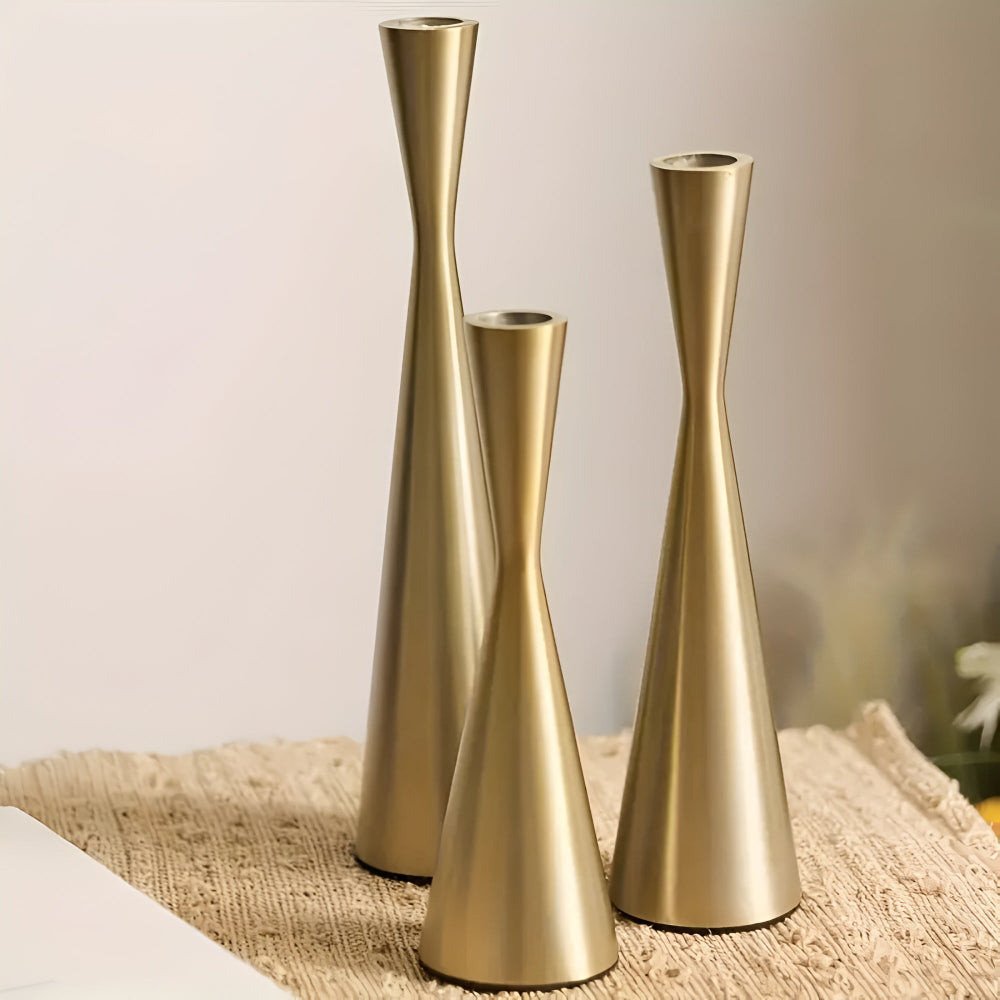 Sleek Nordic Brass Waist Candlestick