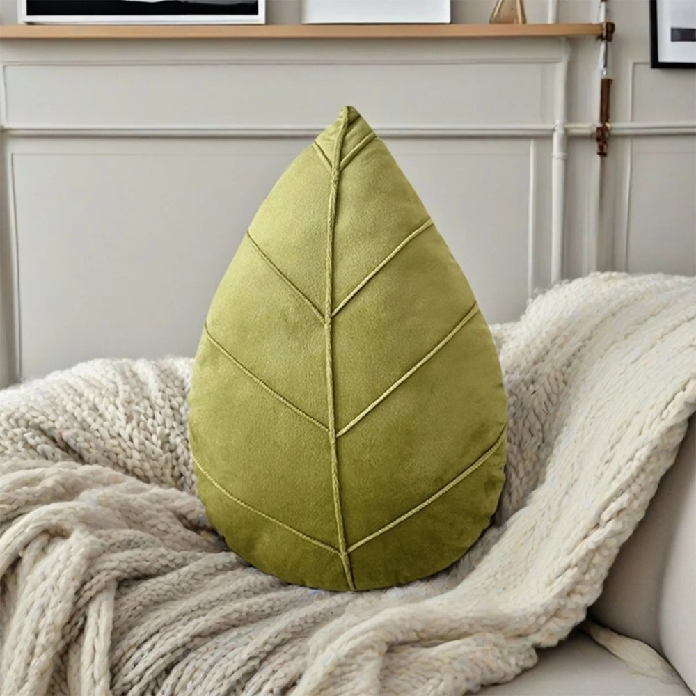 Verdant Flourish Leaf Shaped Cushion