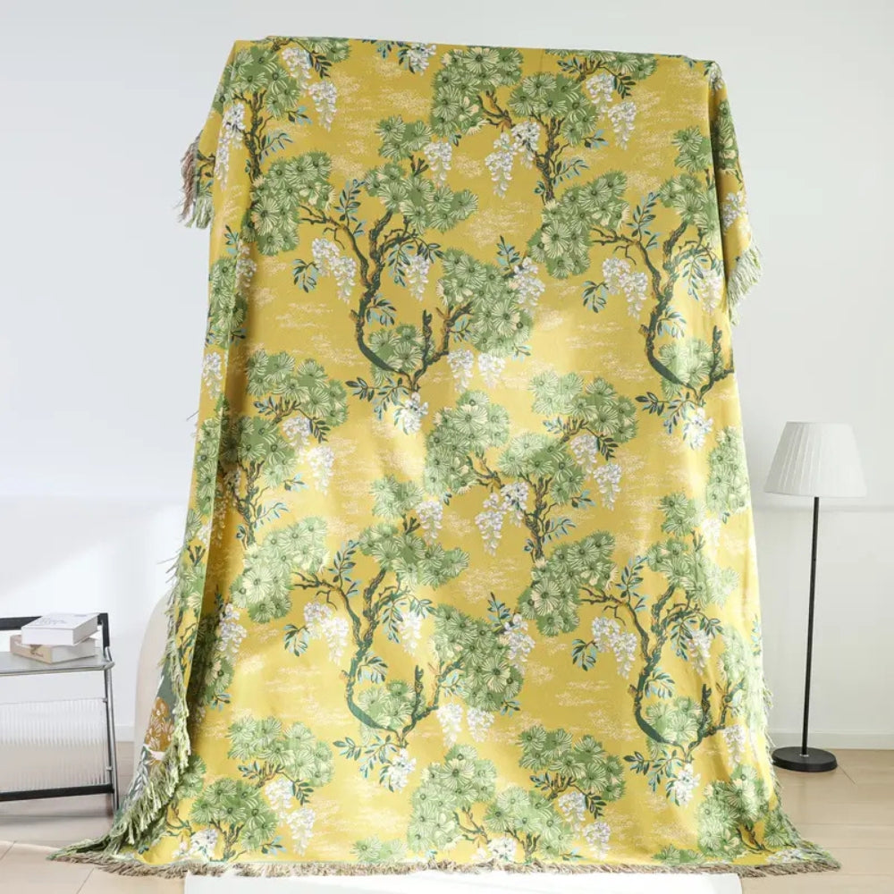 Lush Mulberry Trees Cotton Blanket