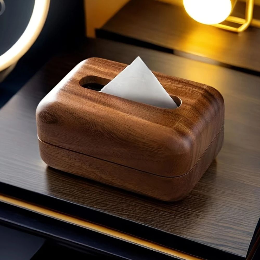 Earthtone Wooden Tissue Holder